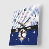Horloge Carrée Cool Personalized Baseball Clock with Your Text (Angle)