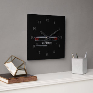 Horloge Carrée Cool personnalisé noir Chevy Camaro Vos numéros de