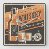 Horloge Carrée cool retro whiskey bar à la maison (Recto)