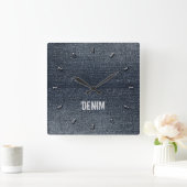 Horloge Carrée Cool Rustic Look Blue Denim Wall Clock (Maison)