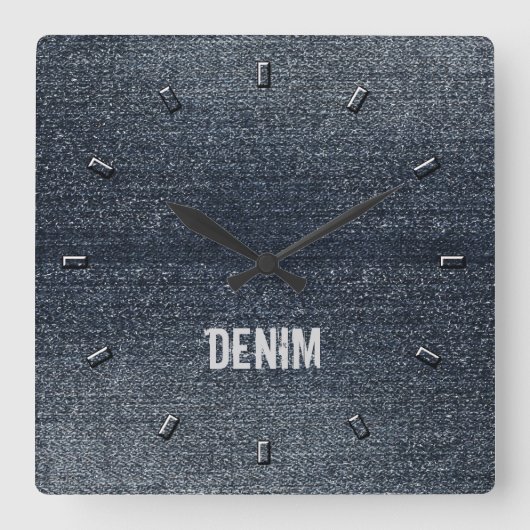 Horloge Carrée Cool Rustic Look Blue Denim Wall Clock (Recto)