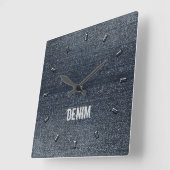 Horloge Carrée Cool Rustic Look Blue Denim Wall Clock (Angle)