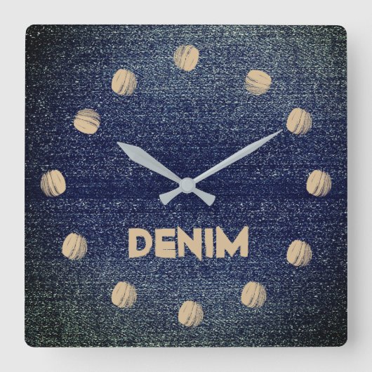 Horloge Carrée Cool Rustic Look Blue Denim Wall Clock (Recto)