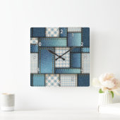 Horloge Carrée Cool Simulé tissu de denim bleu (Maison)