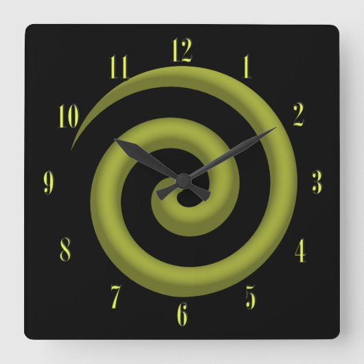Horloge Carrée Coolest Yellow and Black Spiral Wall Clock (Recto)