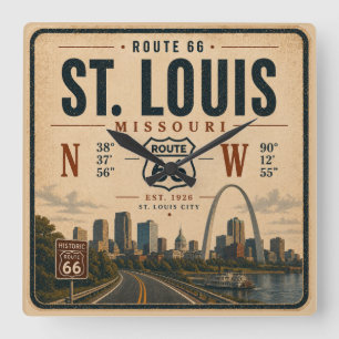 Horloge Carrée Coordonnées de l'arche de la route 66 de St Louis