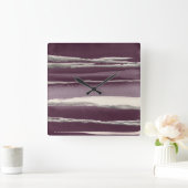 Horloge Carrée Copie d'abrégé sur pourpre de rose d'argent (Maison)