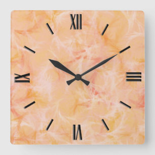 Horloge Carrée Copie de marbre de remous - doucement orange