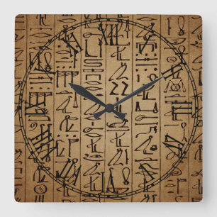 Horloge Carrée Copie égyptienne vintage de papier de hiéroglyph