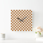 Horloge Carrée Copper and eggshell checkerboard pattern (Maison)