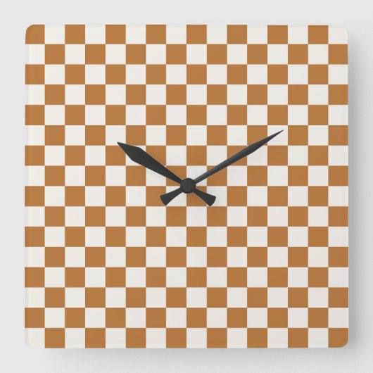 Horloge Carrée Copper and eggshell checkerboard pattern (Recto)