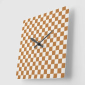 Horloge Carrée Copper and eggshell checkerboard pattern (Angle)