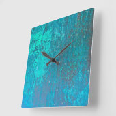 Horloge Carrée copper gris teal abstract moderne art design (Angle)