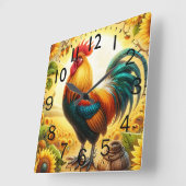 Horloge Carrée Coq (Angle)
