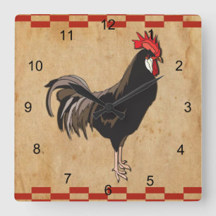 Horloge Carrée Coq