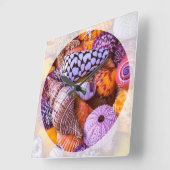 Horloge Carrée Coques de mer (Angle)