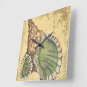 Horloge Carrée Coquillage Brown et vert (Angle)