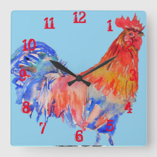 Horloge Carrée Coquille de poulet Cockerel Enfants Garçons Salle 