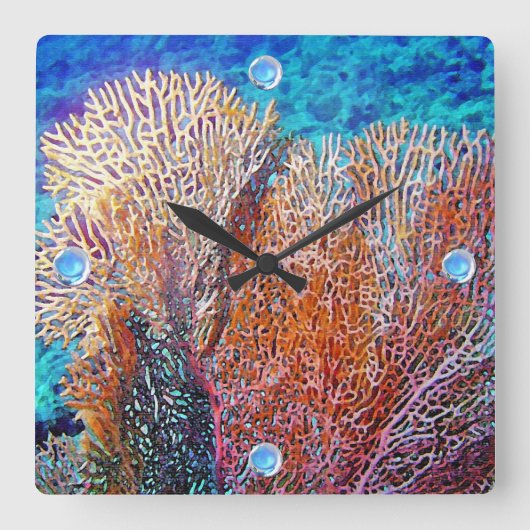 Horloge Carrée Corail du ventilateur (Recto)