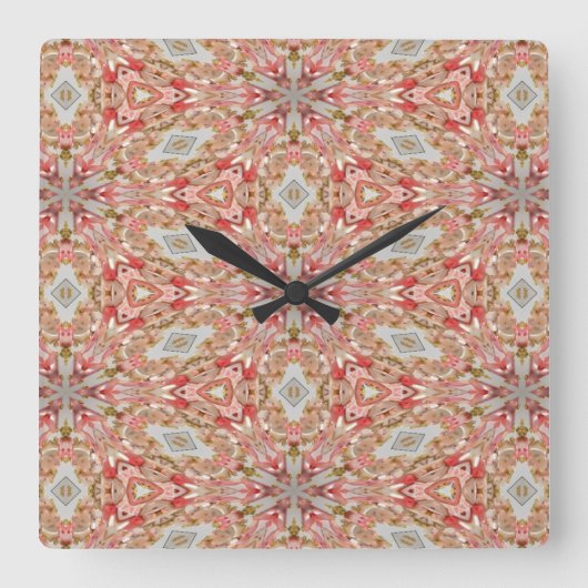 Horloge Carrée Coral Kaleidoscope (Recto)