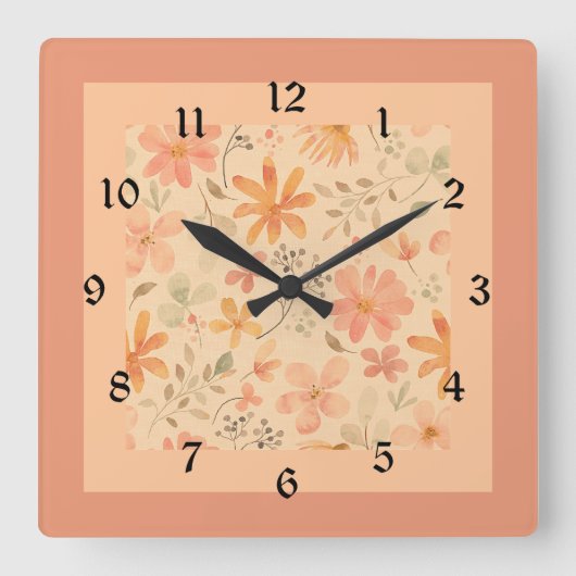 Horloge Carrée Coral rose doré mélange et match (Recto)