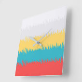 Horloge Carrée Coral Turquoise Yellow White Stripes (Angle)