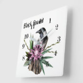 Horloge Carrée Corbeau noir (Angle)