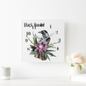 Horloge Carrée Corbeau noir (Maison)