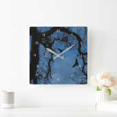 Horloge Carrée Corbeau Wiccan et chêne magique (Maison)