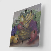 Horloge Carrée corbeille de fruits (Angle)