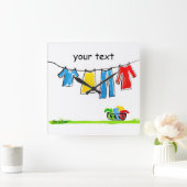 Horloge Carrée corde à  linge (Maison)