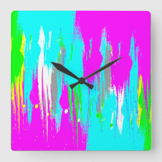 Horloge Carrée Corey Tiger 80s Rétro Néon Peinture Éclaboussure