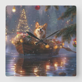 Horloge Carrée Corgi Christmas Festive Voyage (Recto)
