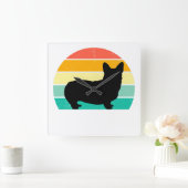 Horloge Carrée Corgi Sunset Retro (Maison)