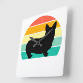 Horloge Carrée Corgi Sunset Retro (Angle)