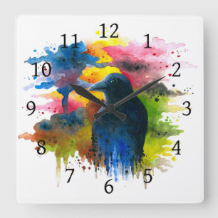 Horloge Carrée Corneille Raven de l'oiseau 71