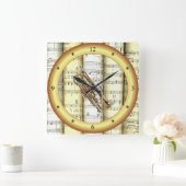 Horloge Carrée Cornet ~ Partition roulée ~ Anneau Or ~ * ~ ~ (Maison)