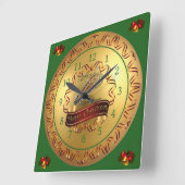 Horloge Carrée Cornet ~ Scroll musical ~ "Joyeux Noël" (Angle)