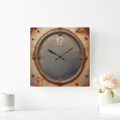 Horloge Carrée corroded steel (Maison)