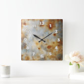 Horloge Carrée corroded steel plate (Maison)