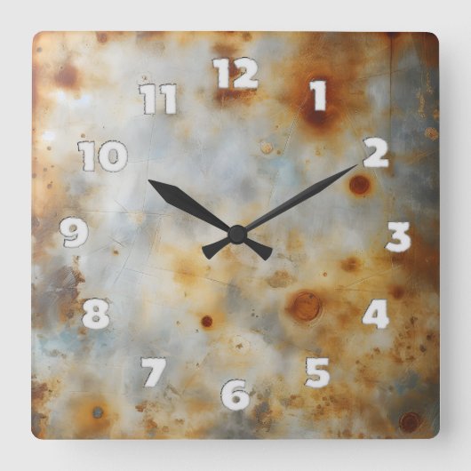 Horloge Carrée corroded steel plate (Recto)