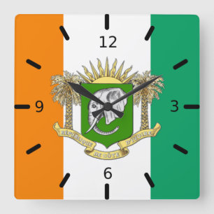 Horloge Carrée Cote d'Ivoire flag-coat of arms  