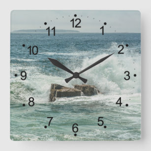 Horloge Carrée Côte du Maine Vagues océaniques de l'Acadie