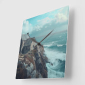 Horloge Carrée Cottage médiéval sur une falaise (Angle)