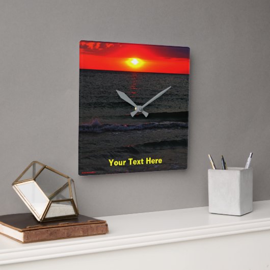 Horloge Carrée Couché de soleil de Floride (Bureau)