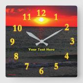 Horloge Carrée Couché de soleil de Floride (Recto)