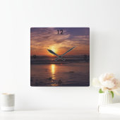 Horloge Carrée Coucher de soleil (Maison)