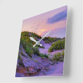 Horloge Carrée Coucher de soleil (Angle)