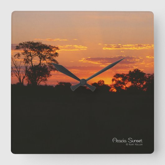 Horloge Carrée Coucher de soleil Acacia (Recto)