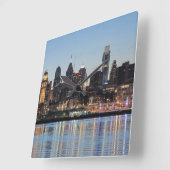 Horloge Carrée coucher de soleil de Philly (Angle)